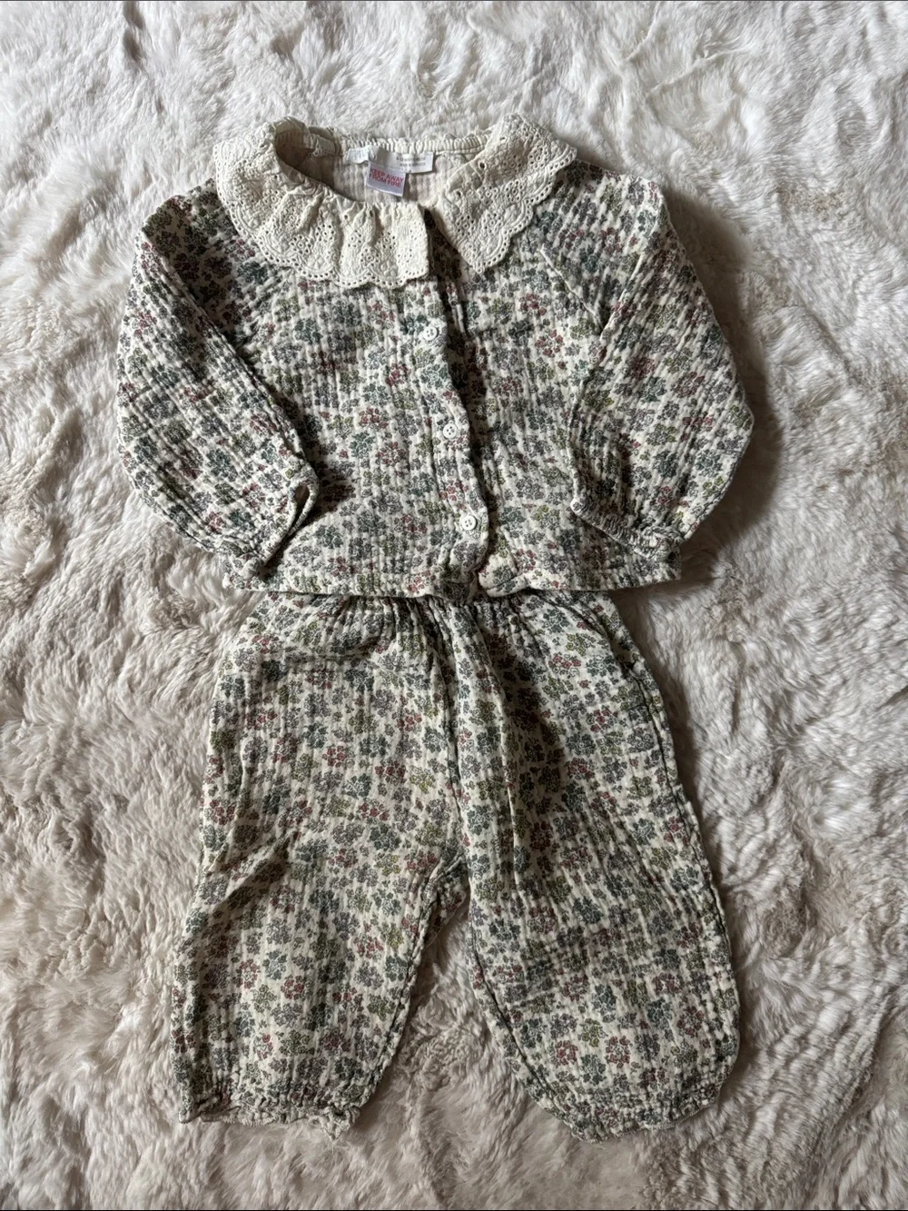 Zara Cream Floral Knit Matching Set